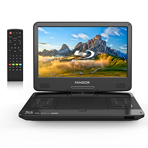 FANGOR Tragbarer Blu-ray DVD Player 14 Zoll mit um 270°drehbarem Bildschirm 1080P Full HD Unterstützt HDMI Out/AV IN/USB/SD mit wiederaufladbarem Akku