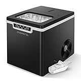 CROWNFUL Eiswürfelbereiter Eismaschine Eiswürfelmaschine, 9 Eiswürfel bereit in 8-10 Minuten, 26lbs Kugel Eis Cubes in 24H, Elektrische Eismaschine mit Schaufel und Korb - schwarz