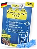 AQAHY Camping Toiletten Zusatz - Tabs blue extra stark – Nadelwald WC Drops - Chemietoilette Tabs entfernt unangenehme Gerüche - made in DE