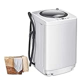 RELAX4LIFE Vollautomatische Waschmaschine 3,5 kg, Waschvollautomat mit Pump & Display, Toplader Miniwaschmaschine mit Schleuder & 6 Wasche-Modelle, 240W, für Camping & Wohnmobil, 43 x 43 x 75cm, Weiß