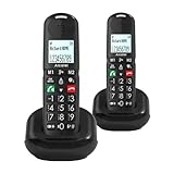 ALCATEL XL685 Duo - Schnurloses Festnetztelefon DECT für Senioren im XL-Format - Hochauflösendes Grafikdisplay - Große Tasten - Audio Boost - Lautsprecher - Anrufblockierung - 2 Mobilteile - Schwarz