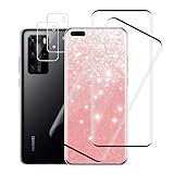 Carantee 2+2 Stück Schutzfolie für Panzerglas für Huawei P40 Pro 5G, 3D Keine Blasen P40 Pro 5G Folie mit Kameraschutz, Anti-Fingerprint Kratzfest HD Displayschutzfolie für Huawei P40 Pro Schutzglas