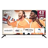 CHIQ H7C 43 Zoll UHD TV, 4K Smart TV, rahmenloses Design, HDR, Chromecast, Netflix/Prime Video/Google Assistant,Triple Tuner(DVB-T2/T/C/S2),Android 11,Dolby Vision,Funktioniert mit Alexa