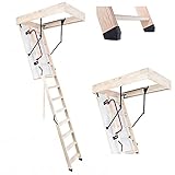Bodentreppe Speichertreppe Gedämmte Dachbodentreppe U=1,22 W/m2K Termo PS Holz Raumhöhe 280cm Wärmegedämmt (130x80)