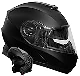 Klapphelm Integralhelm Helm Motorradhelm RALLOX 160-3 schwarz/matt mit Sonnenblende (S, M, L, XL) Größe M