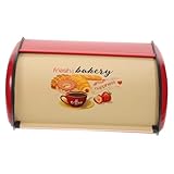 VERDANVERSE Brottopf Küchenspeicherbox aus Metall Retro Brotbehälter für Desktop Große Kapazität zur Aufbewahrung von Brot Snacks und Küchenutensilien Langlebig und Rot