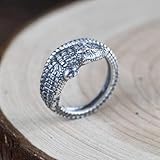 Verstellbare Ringe aus 925er-Sterlingsilber, Silberringe for Damen, 925er-Sterlingsilberringe for Herren, modisch, schlicht, Persönlichkeit, Retro, dreidimensionale Krokodilform, cooler Ring aus Sterl