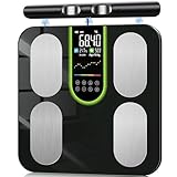 Körperfettwaage Personenwaage Digitale mit 58 Körperanalyse,Körperwaage mit Bluetooth App,Großem Display Körperanalysewaage,Smart Waage personen für Körperfett,Muskelmasse,Protein,BMI,BMR,180kg/400lbs