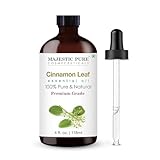 MAJESTIC PURE Cinnamon Essential Oil | 100% reines und natürliches Zimtöl | Ätherische Öle in Premiumqualität für Haarpflege, Raumdiffusoren, Haut, Aromatherapie, Massage und Luftbefeuchter | 4 Fl Oz