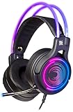 Defender® Gaming Headset, 7.1 Surround Sound, Gaming Kopfhörer PC mit Kabel für PS4, Laptop, Over-Ear-Kopfhörer mit Noise-Cancelling-Mikrofon, Headset Mit Mikrofon, LED-Licht, Schwarz