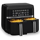 Klarstein Heißluftfritteuse, Airfryer mit 2 Kammern, 2850W Kompakte Heißluftfritteuse, 7,6L Luft-Friteuse mit Touch-Bedienfeld, Timer, Vorheizen, 6 Modi, Große Heissluftfriteuse, Air Fryer XL