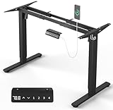 Xyndyx Höhenverstellbarer Schreibtisch Elektrisch Tischgestell, Höhenverstellbar Schreibtisch Gestell mit USB-C-Anschluss, Memory-Steuerung und Antikollisionsfunktio, 2 Motoren, Schwarz