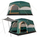 COSTWAY Zelt für 4-6 Personen, Campingzelt mit Vorzelt und 2-Raum-Trennwand, großes Tunnelzelt mit eingenähtem Zeltboden, wasserdicht, Familienzelt mit Tragetasche