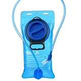 TAKUZA Trinkblase 2L, Trinkbeutel mit Schlauch, BPA-frei Auslaufsicherer, Outdoor Trinkblase für Wandern, Klettern, Laufen, Radfahren, Camping(Blau)