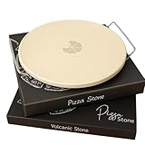 Pizzastein 33 cm – rund mit Griffen – für Ofen & Grill – für knusprige Pizza