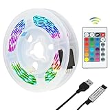 LED Streifen 1m, RGB LED Strip mit Fernbedienung, 18 Farbwechsel & 21 Modi LED Band Dimmbar, Selbstklebend Led Lichterkette Lichtband Leiste für Party, Gaming, Dekor, TV Hintergrundbeleuchtung