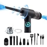 Mcbazel 2 in 1 Elektrische Staubgebläse Air Duster Tastatursauger, Wiederaufladbarer Handstaubsauger mit Leistungsanzeige 43000/47000/51000rpm Geschwindigkeit/8 Düsen & Bürste für Büro/Auto/Sofa
