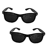 2 Stück Rasterbrille Augentraining Augentrainer Lochbrille Rasterbrille Pinhole Glasses mit Faltbaren Bügeln Schwarze Gitterbrille für Augentraining zur Entspannung und Sehvermögen-Verbesserung