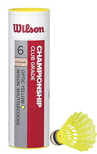 Wilson Badminton-Ball, Championship Shuttlecocks, 6-er Dose, 78 Grains, Gelb, Kunststoff/Naturkork, WRT6044YE78