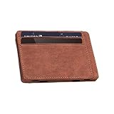 Magische Geldklammer aus PU-Leder, schmaler Karten-Organizer für Herren, kompakte Brieftasche für Reisen, blockierender Kartenhalter, Geldfalttasche für Geschenk, 10,4 x 7,5 x 0,7 cm, coffee, Refer to