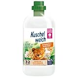 Kuschelweich Weichspüler - Aus Liebe zur Natur - 750 ml für 32 Wäschen - hautverträglich, vegan - Birnenblüte, Hafermilch