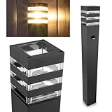 Lumiled Wegeleuchte Außen Pollerleuchte Außenstehleuchte Stehlampe Außenleuchte mit Bewegungssensor PIR Gartenleuchte Wegelampe 80cm IP44 schwarz spritzwasserdicht Aluminium E27 Fassung max 13W