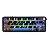 EPOMAKER HE65 Mag Kabellose Magnetische Tastatur mit Drehknopf und Bildschirm, 8K Polling Rate in 2.4Gh, Einstellbarer Hell-Effekt-Schalter, 8000mAh Akku, US Layout, RGB Backlight (Schwarz Blau)
