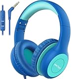 EarFun Kinder Kopfhörer, Kopfhörer Kinder mit Kabel, 85/94dB Lautstärkenbegrenzer, Faltbare, Einstellbar, Stereo Sound, HD-Mikrofon, Audio-Sharing, Over Ear Kinderkopfhörer für Schule/Tablet/PC, Blau