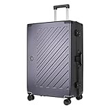 JLY 100% Polycarbonat Koffer ohne Reißverschluss, 28' Großer Hartschalen-Check-in-Koffer mit Doppel-TSA-Schloss, 4 Rollen, Aluminium-Teleskopgriff, Reisekoffer für Flugreisen - Dunkelgrau