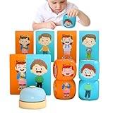 kaarr Würfel zum Bau von Ausdrücken, Ausdrucksblock, spielerische Gesichtsausdrücke, Gesichter, Matching Block aus Holz für Kinder