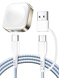 NEWDERY Ladegerät für Apple Watch, Tragbares Kabelloses Watch Charger reiseladegerät USB-C & USB-A, Schnell Ladestation Magnetisches Abnehmbares Ladekabel für iWatch Serie Ultra/SE 2,9/8/7/6/5/4/3/2/1