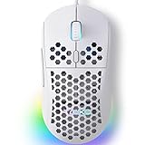 Dierya ×TMKB M1SE Gaming Maus mit 12800 DPI Optischer Sensor,Gaming Mouse 6 Programmierbare Tasten,Anpassbares RGB,Ergonomische PC Mouse-Weiß