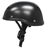 VISLONE Motorrad Halb Jethelm, Mattschwarzer Schutzschalenhelm, Motorradhelm Halbhelme Universal für Motorrad, Roller Bike, E-Bike (Passend für Kopfumfang 54-60 cm)（Schwarz）