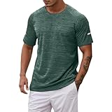 2025 Sportliche T-Shirts für Herren für Sport und Fitness. Lockere Passform, einfarbiges Design, perfekt für Frühling und Sommer, feuchtigkeitsableitender Stoff, idealer Bedruckte (Green, XXXXXL)
