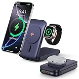 3-IN-1 Ladestation mit 10000mAh Powerbank, Magnetisch Induktive Ladestation,Wireless Charger Portable Powerbank für iPhone 16 Pro Max 16/15/14/13/12,iWatch Ultra 2/1,S10/9/8/SE/7/6/5/4/3 (Blau)