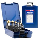 a+s Albrecht & Schulte Kegelsenker Set aus HSS Stahl | 90° Ø 6,3-20,5 mm | Senker und Entgrater Set für Holz, Metall, Aluminium und Kunststoff | TiN Beschichtung