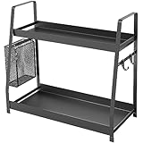 OROPY 2 Tier Gewürzregal für Arbeitsplatte, Metall Stehende Küche Lagerung Veranstalter Regal, Vertikale Würze Jars Rack, schwarz