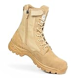 IODSON 8' Durchstichfeste Kampfstiefel Leicht Militär Stiefel Schwarz Springerstiefel Motorradstiefel Einsatzstiefel Herren&Damen mit seitlichen YKK-Reißverschlüssen Beige 43