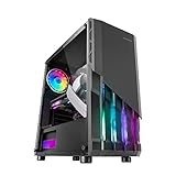 Mars Gaming MC-X2 Schwarz, PC Gaming ATX Gehäuse, FRGB Stahlfront, 2 Lüfter 12cm FRGB, Volles Seitenfenster