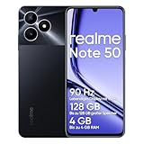 realme Note 50 Android Smartphone, 4G Dual SIM Handy, 6,74 Zoll LCD-Display, 4 GB RAM 128 GB ROM, Akku mit 5000 mAh, 13 MP, Schwarz, nur für GSM-Betreiber, Nicht CDMA kompatibel, ohne Adapter