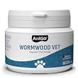 AniGo Wurm-Kraut Kapseln 50 Tabletten, Wurmkur sekundierend für Hunde, pflanzliche natürliche Rezeptur Wurmmittel sekundierend, kein Anthelminthikum