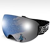 WIN.MAX Skibrille Unisex für Herren und Damen Rahmenlose Snowboardbrille mit Magnetische Wechselglas UV-Schutz Anti-Nebel Schneebrille Helmkompatible Ski Goggles zum Skifahren