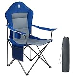 EVER ADVANCED Luxus Campingstuhl Faltbar 160KG Belastbar Ultragroß mit Hoher Rückenlehne, Bequemer Klappstuhl mit Seitentsche & Getränkehalter für Camping Garten Balkon Anglen, Gartenstuhl Angelstuhl