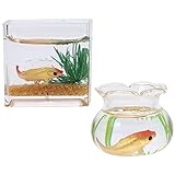 NUOBESTY Mini-Fischschale Puppenhaus Miniatur-Aquarium Kleines Glas-Goldfischglas für Märchenlandschaft Gartenverzierung Puppenhaus-Dekorationszubehör