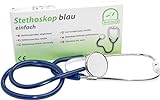 Medi-Inn Flachkopf Stethoskop | ultraleicht, nickelfrei | deutliche Geräuschübertragung | flexibler Y-Schlauch mit Bruststück | blau