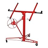 Ikodm Plattenheber klappbar XXL für Rigipsplatten, 132-335cm Arbeitshöhe höhenverstellbar, max 290cm Lastarmbreite und 68 kg Traglast, Rot