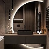 120 cm LED dimmbarer Halbkreis-Ganzkörperspiegel mit Anti-Beschlag, 110 cm Badezimmer-Wandspiegel mit Touch-Steuerung, 3 Farboptionen für verbesserte Beleuchtung