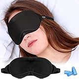 Schlafmaske für Frauen und Herren, Gritin [Upgrade Version] Schlafmaske für Seitenschläfer, Hautfreundliche & Atmungsaktive Augenmaske, 100% Lichtblockierende Schlafbrille mit Ohrstöpseln