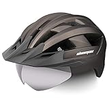 Shinmax Fahrradhelm für Herren Damen MTB Fahrradhelm mit LED USB Rücklicht Radhelm mit Visier Magnetischem Abnehmbarem Schutzbrille Mountainbike Helm Fahrradhelme Einstellbarer 57-62 cm