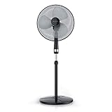 Brandson - Standventilator mobiler Lüfter - Standfuß höhenverstellbar - Ventilator mit hohem Luftdurchsatz - 3 Geschwindigkeitsstufen - Oszillationsfunktion 80° - schwarz
